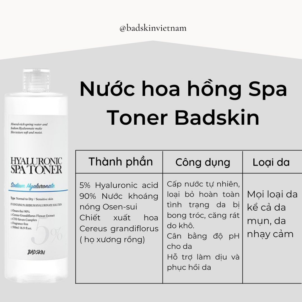 Nước hoa hồng Badskin Hyaluronic Spa Toner 500ml/ Collegen Bomb Ampoule 400ml | BigBuy360 - bigbuy360.vn