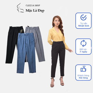 Quần tây nữ cleenashop quần baggy mango  lưng cạp cao vải from đẹp thời trang âu công sở dày dặn dài màu đen đi học chu
