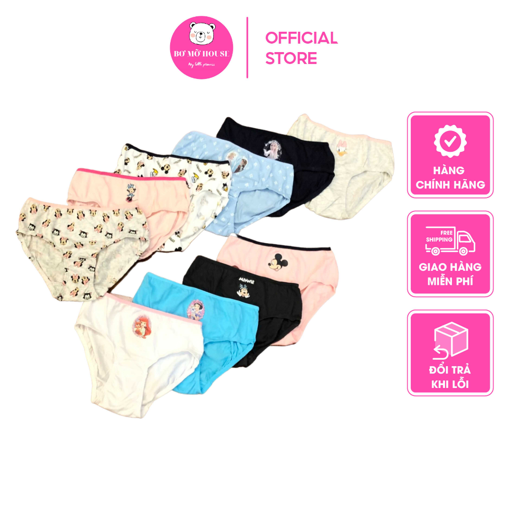 Set 7 quần chip bé gái BƠ MỠ HOUSE chất cotton 100% thấm hút mồ hôi bé mặc thoải mái