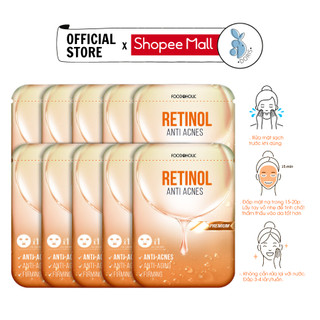 Hộp 10 miếng Mặt nạ Retinol Foodaholic Anti Acnes Mask giảm mụn, tái tạo da 23ml