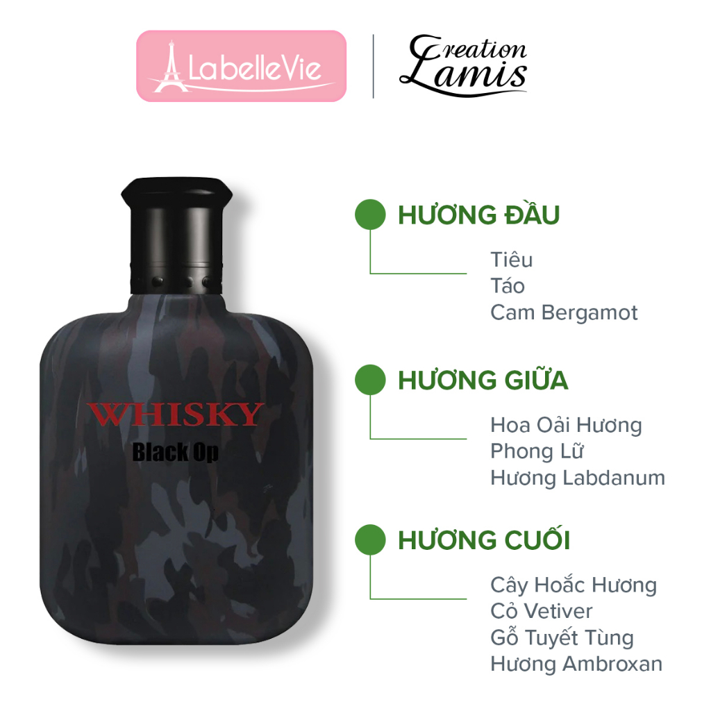 Nước hoa Evaflor Whisky Black Op chính hãng Pháp hương thơm bí ẩn, mạnh mẽ và cuốn hút dành cho nam 100ml