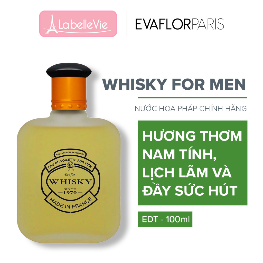 Nước hoa nam Evaflor Whisky For Men chính hãng Pháp hương thơm thanh lịch, tinh tế (50ml, 100ml)