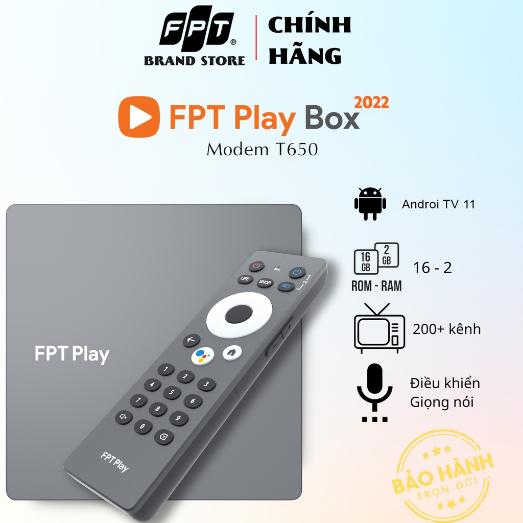 FPT Play Box 2022 mã 650 – box Android Tốt Nhất VN - Tặng kèm gói 7 và 14 tháng truyền hình FPT - Hàng chính hãng