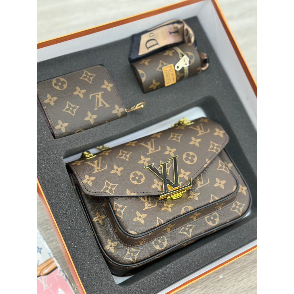 SEt Túi Eo Vì Size 23cm lót da lộn đỏ tặng kèm ví móc chìa khóa