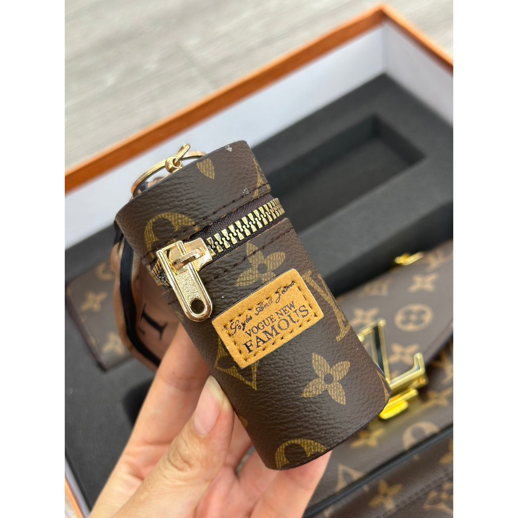 SEt Túi Eo Vì Size 23cm lót da lộn đỏ tặng kèm ví móc chìa khóa