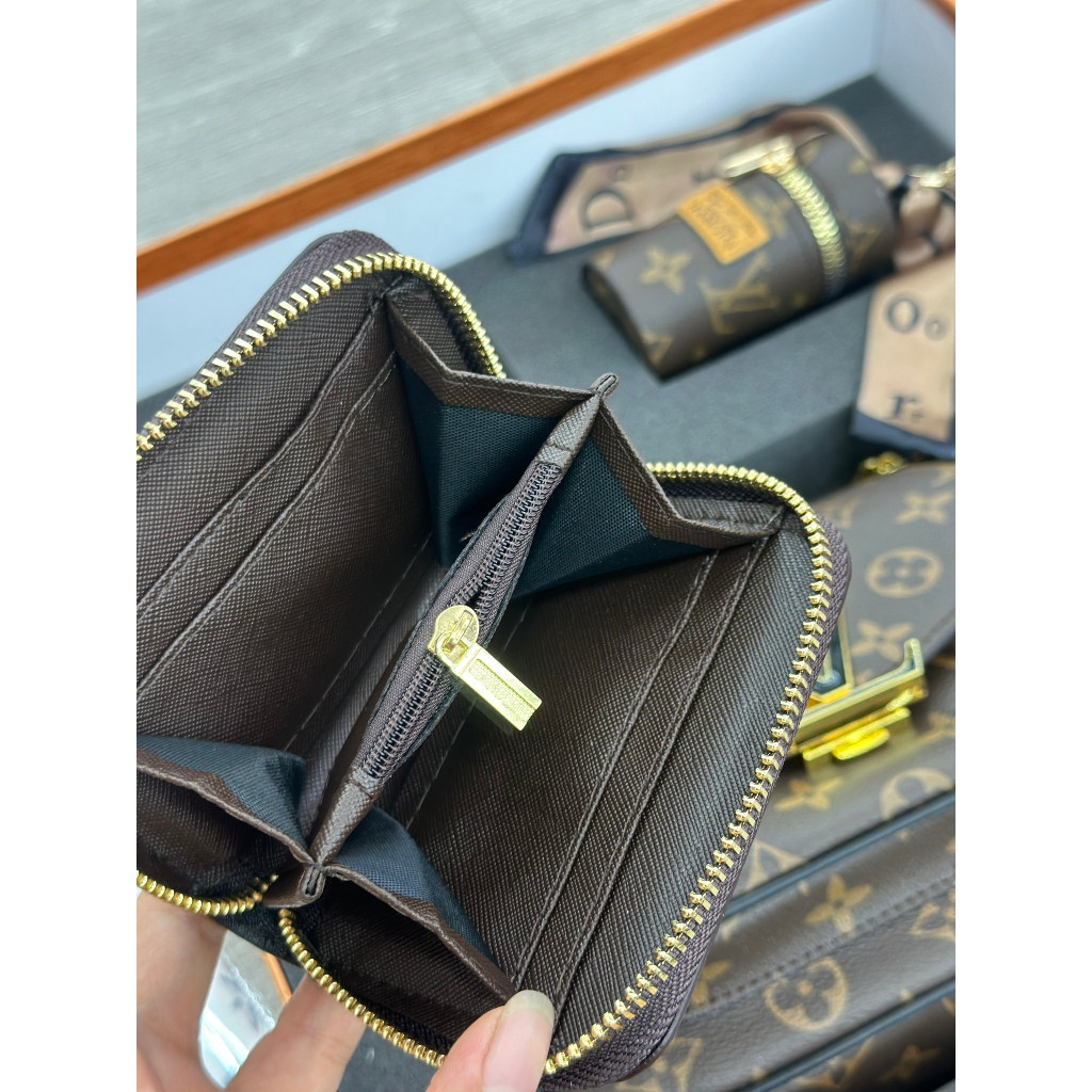 SEt Túi Eo Vì Size 23cm lót da lộn đỏ tặng kèm ví móc chìa khóa