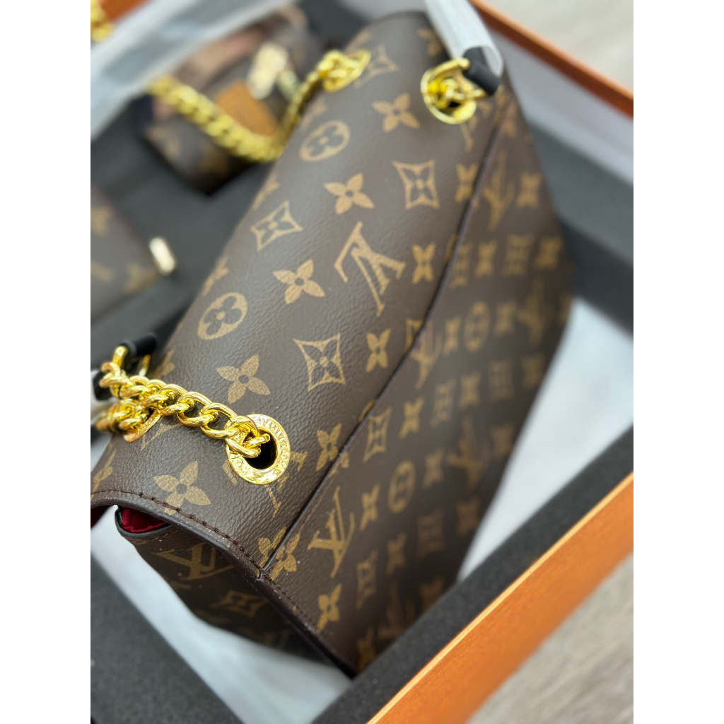 SEt Túi Eo Vì Size 23cm lót da lộn đỏ tặng kèm ví móc chìa khóa