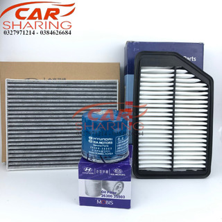 Combo 3 món lọc gió điều hòa than hoạt tính và thường dòng xe CERATO12-18, K3 12-18, RONDO 13-18 , động cơ , lọc nhớt