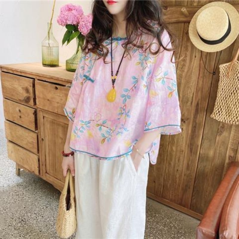 Áo hoa AH19 chất mát hàng quảng châu S/2XL