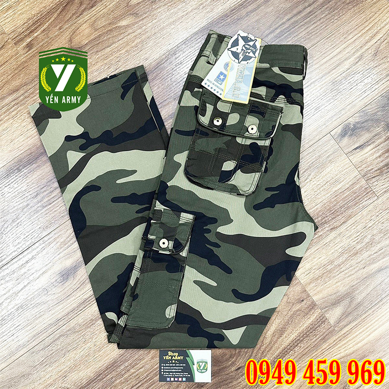Quần Kaki Nam Túi Hộp Phong Cách Lính Màu Xanh Rêu / Rằn Ri - Mã Q806