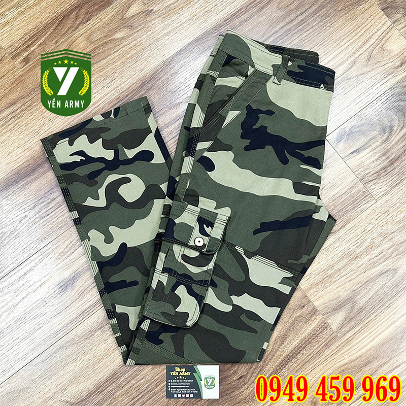 Quần Kaki Nam Túi Hộp Phong Cách Lính Màu Xanh Rêu / Rằn Ri - Mã Q806