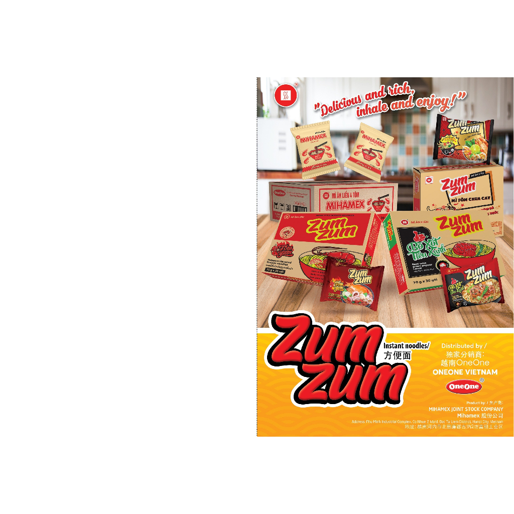 Mì ZumZum Tôm chua cay One One 70 gr ăn liền 1k MIHAMEX ba an tôm miền hảo gấu thùng 30 bình đại indomie trẻ em Zum Zum