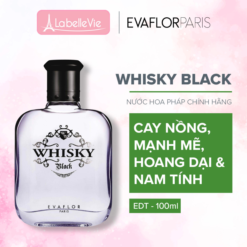 Nước hoa nam Evaflor Whisky Black chính hãng Pháp hương thơm cay nồng mạnh mẽ đậm chất nam tính (50ml & 100ml)