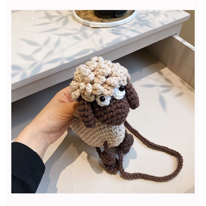 Túi đeo chéo đan len hình chú cừu dễ thương cho bé T12