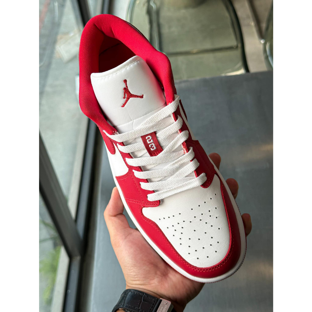 Giày Jordan Cổ Thấp Nam Nữ, Giày JD1 Low Gym Red Whilte Hàng Cao Cấp Full Box Bill