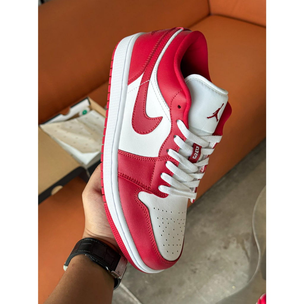 Giày Jordan Cổ Thấp Nam Nữ, Giày JD1 Low Gym Red Whilte Hàng Cao Cấp Full Box Bill