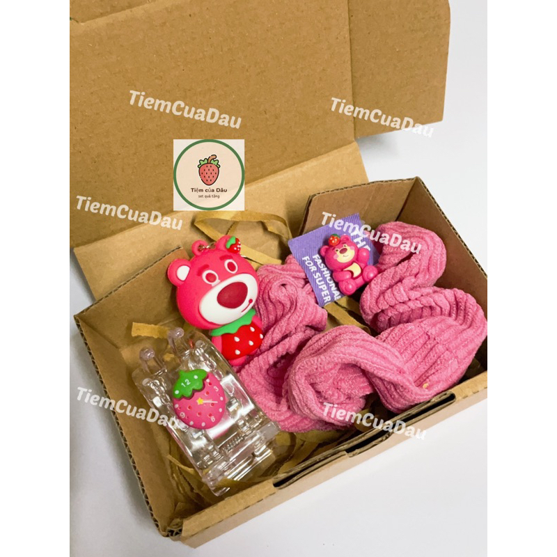Set quà tặng gấu dâu mini dễ thương