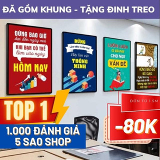 Tranh văn phòng cổ động tranh slogan treo tường khẩu hiệu truyền cảm hứng động lực nhiều mẫu chất liệu canvas có khung