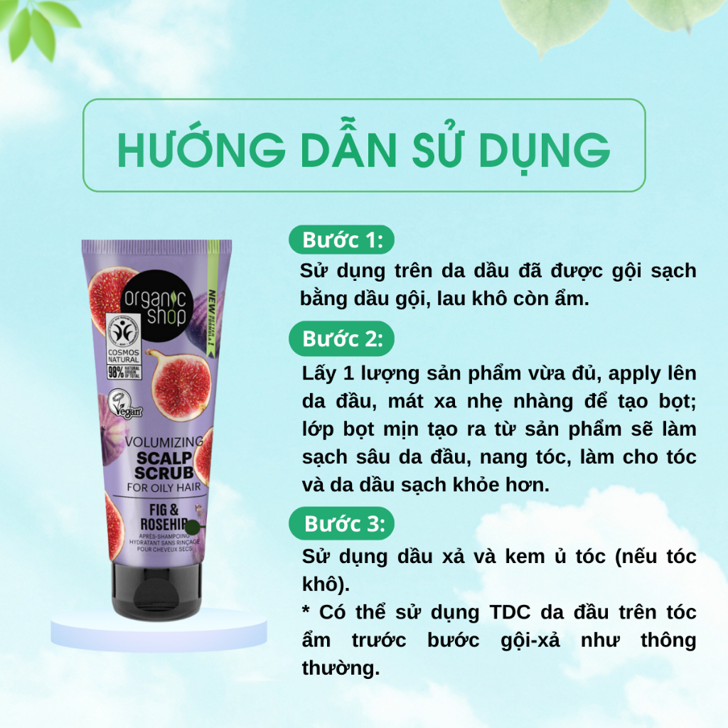 Tẩy tế bào chết da đầu ORGANIC SHOP chiết xuất quả sung ngọt Mỹ và nụ tầm xuân 75ml