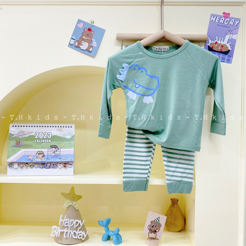 Bộ dài tay bé trai bé gái hình thú Rimino 7-16kg