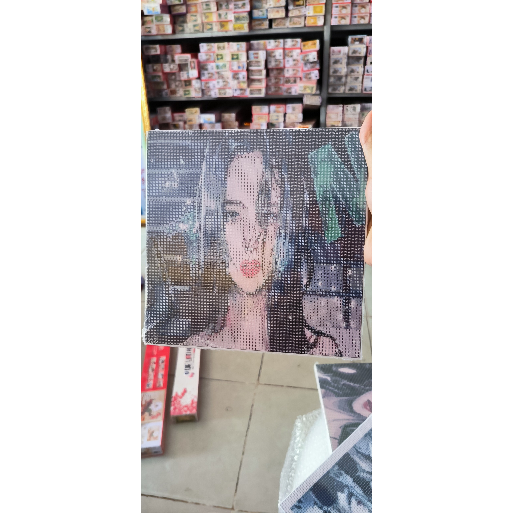 Tranh đính đá 5D BLACK PINK  20x20cm - Tự làm tranh LISA JENNIE ROSE JISOO hoạt hình dễ thương