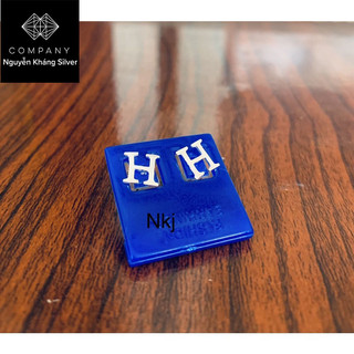 1 chiếc nụ tai hình chữ h bằng bạc