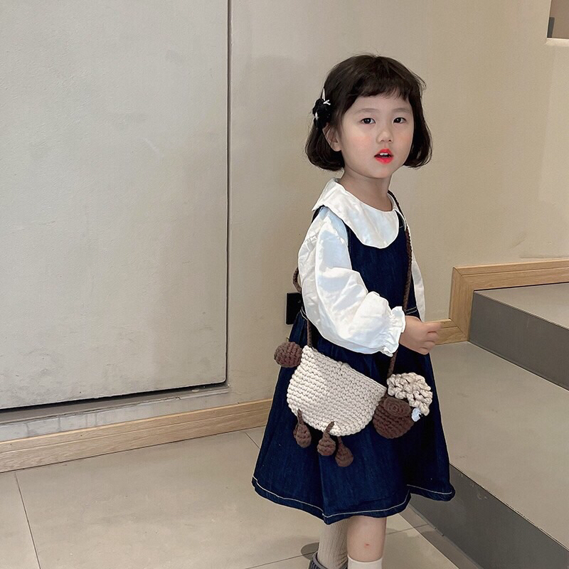 Túi đeo chéo đan len hình chú cừu dễ thương cho bé T12