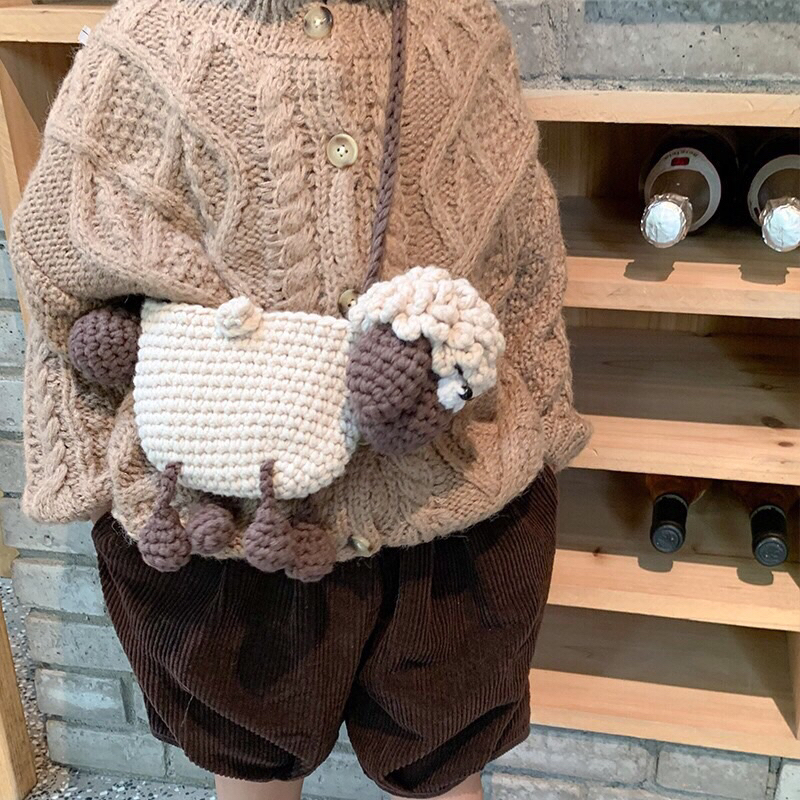 Túi đeo chéo đan len hình chú cừu dễ thương cho bé T12