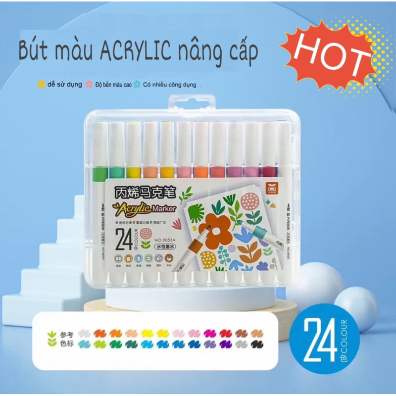 Set 60 Bút màu ACRYLIC Marker CHỐNG THẤM NƯỚC Không Bị Nhoè Có Thể Vẽ Lên Đồ Vật Nhẵn , lau được khi dính lên da