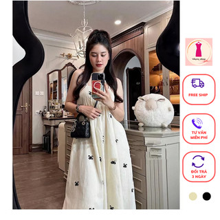 Váy hai dây dập ly ngực, đầm suông 2 dây dáng dài