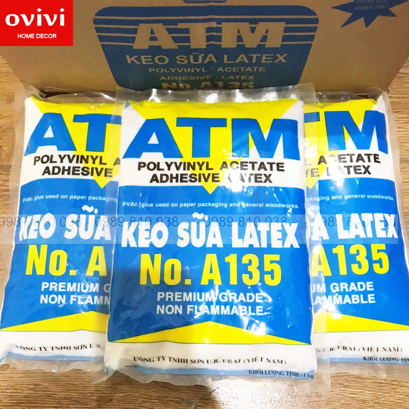 KEO SỮA ATM 1KG, keo sữa latex keo dán giấy dán tường, keo sữa làm slime