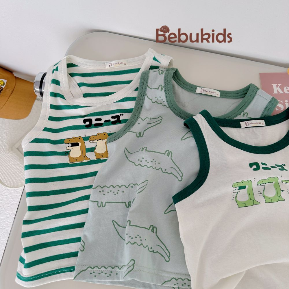 Áo ba lỗ đáng yêu, chất liệu cotton mát mịn cho bé gái, bebukidsstore A1604