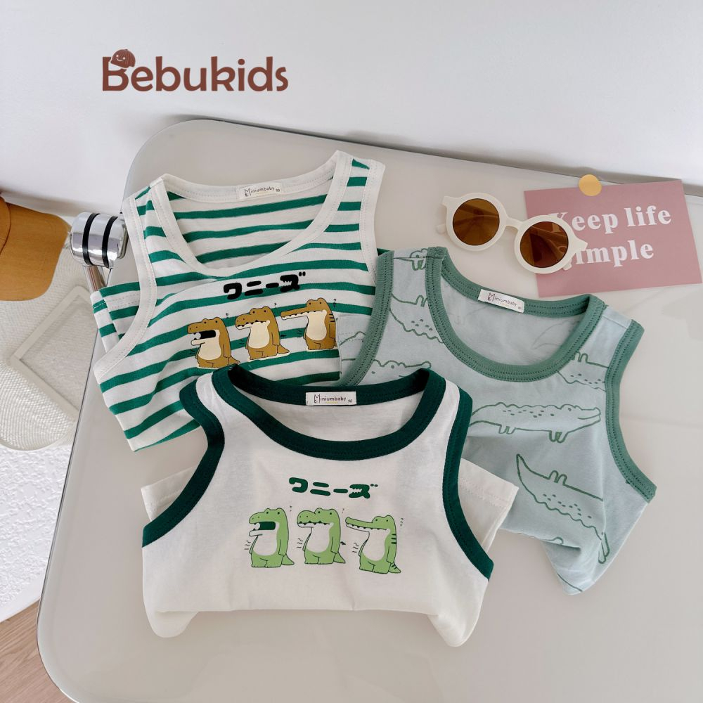 Áo ba lỗ đáng yêu, chất liệu cotton mát mịn cho bé gái, bebukidsstore A1604
