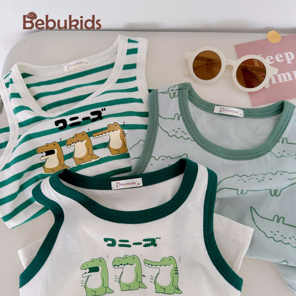 Áo ba lỗ đáng yêu, chất liệu cotton mát mịn cho bé gái, bebukidsstore A1604