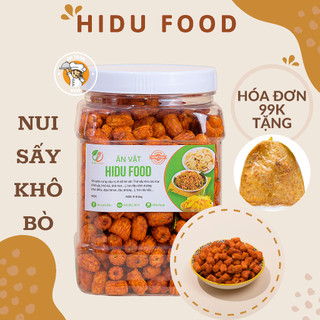 Hộp 500gr Nui sấy khô bò lá chanh HiDu cay giòn tan đậm vị