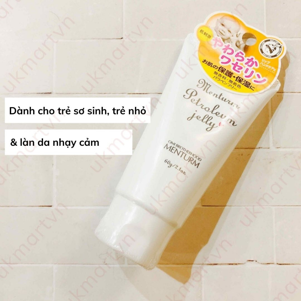 Kem dưỡng ẩm Menturm Petroleum Jelly 60g Dành cho trẻ sơ sinh, trẻ nhỏ, làn da nhạy cảm