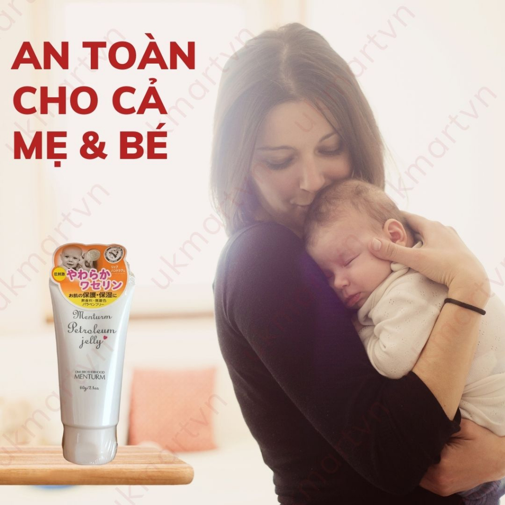 Kem dưỡng ẩm Menturm Petroleum Jelly 60g Dành cho trẻ sơ sinh, trẻ nhỏ, làn da nhạy cảm