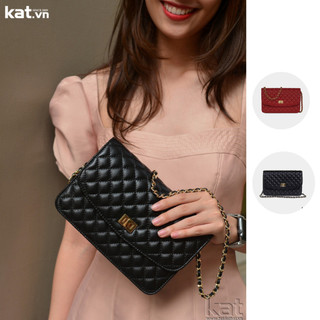 Túi clutch nữ da thật cao cấp chần trám Kat - Jen mini size