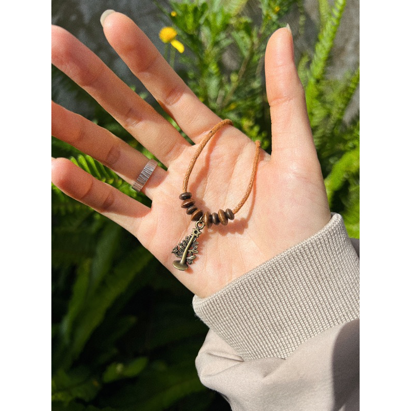 Vòng cổ Matsu - Dây chuyền charm cây mix hạt gỗ vintage