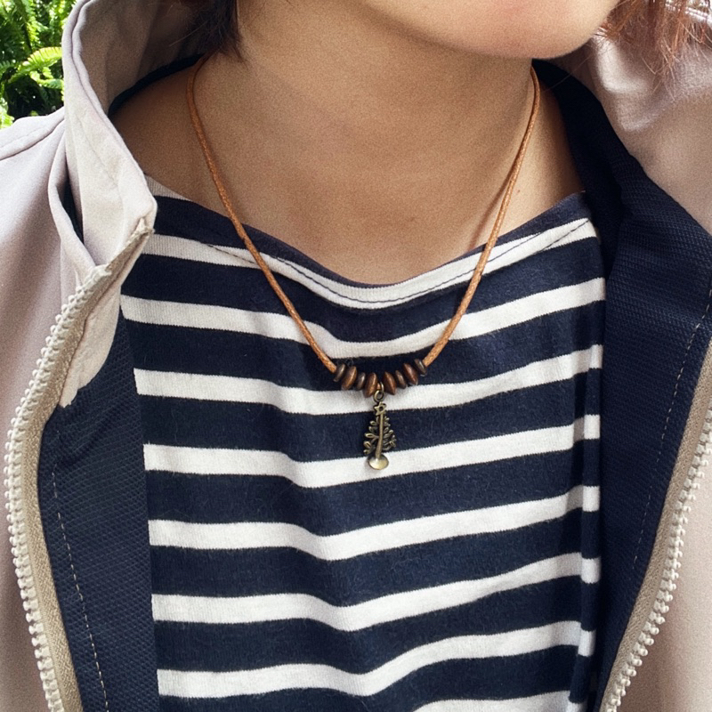 Vòng cổ Matsu - Dây chuyền charm cây mix hạt gỗ vintage