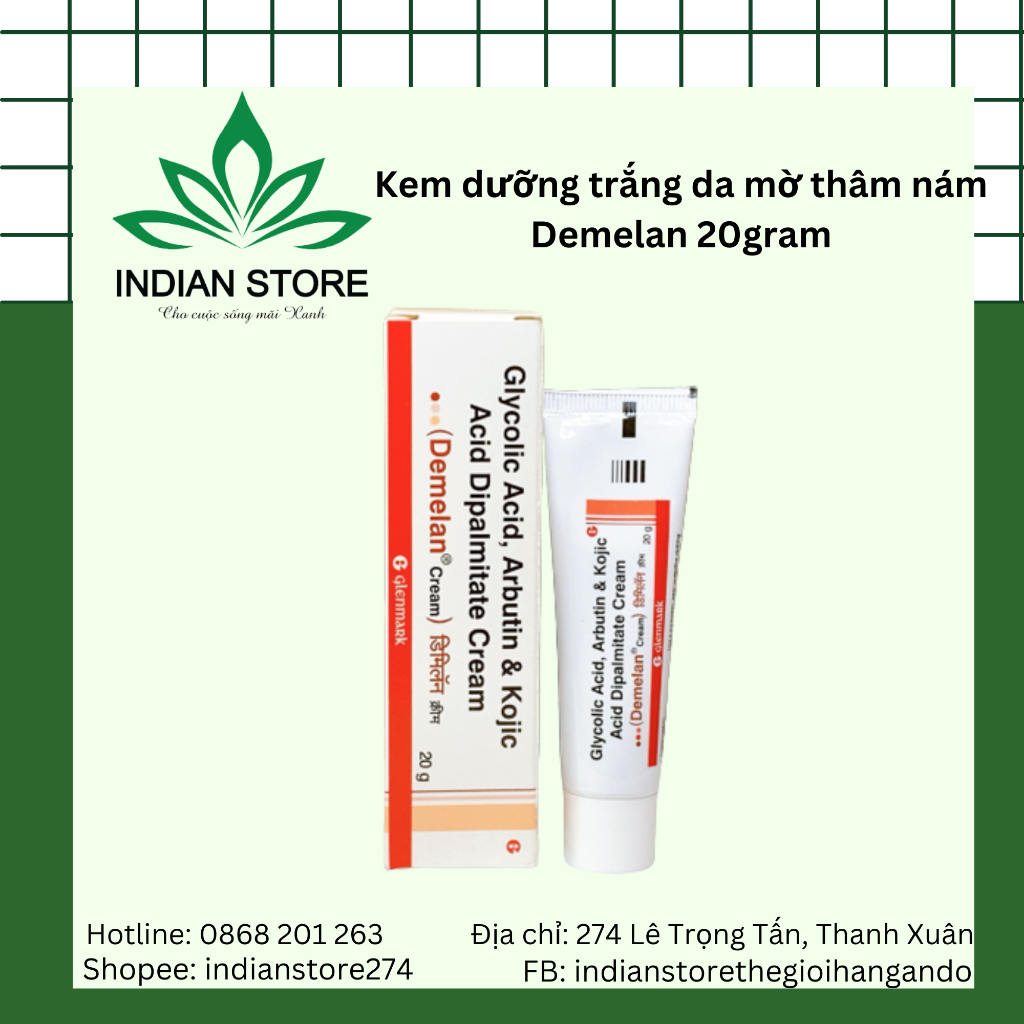 Kem dưỡng trắng da, mờ thâm nám sạm Demelan 20g - 5% arbutin, 10% AHA