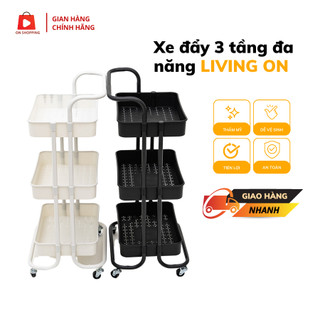 Kệ đẩy spa 3 tầng đa năng, kệ bỉm sữa living on 360 độ có bánh xe- on shopping