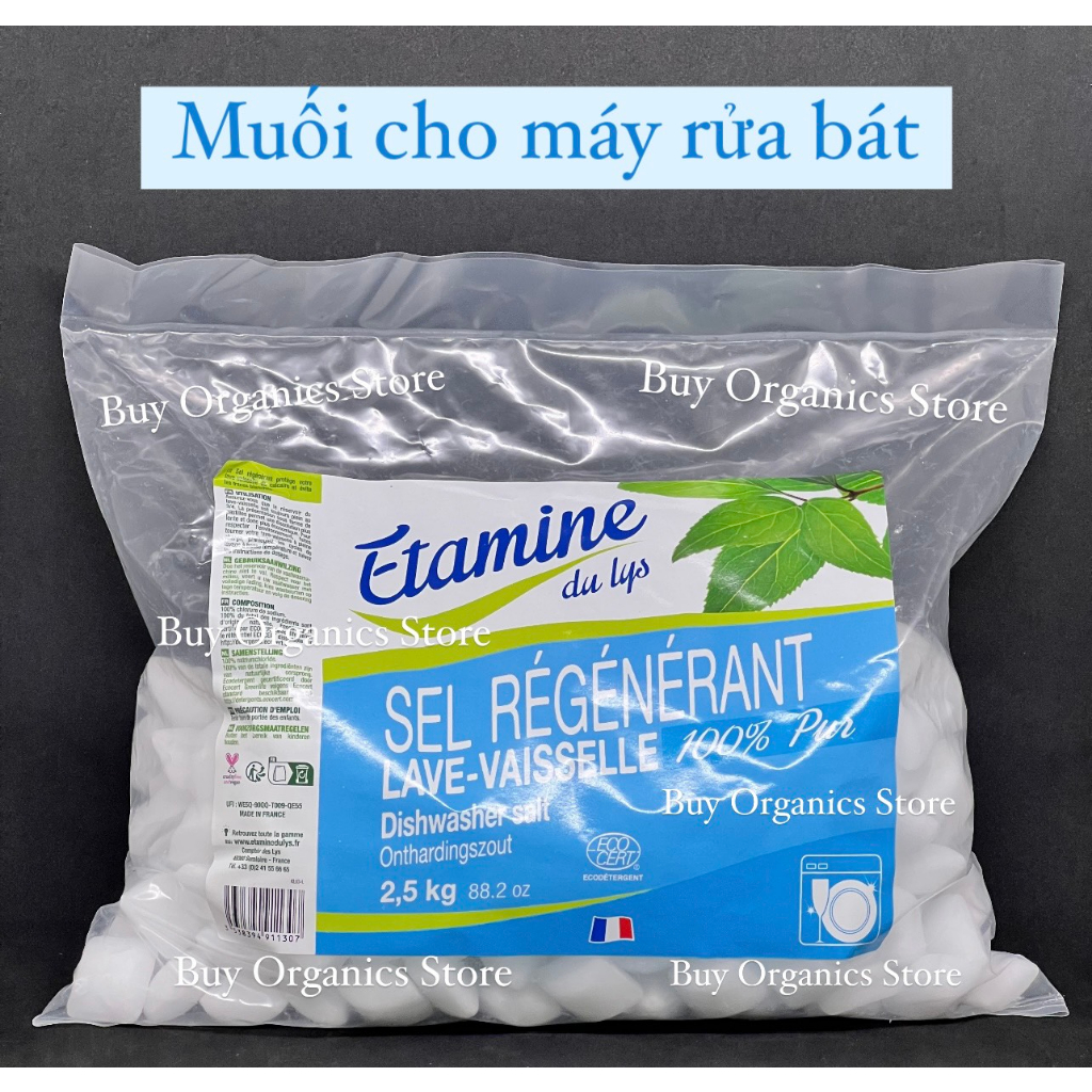 Muối cho máy rửa bát Almawin 2kg và muối cho máy rửa bát Etamine du lys 2,5kg (tinh khiết và không mùi) - Buy Organics