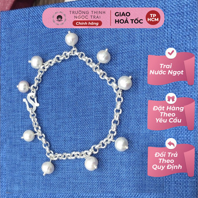 Lắc Tay Bạc Ta Trắng Đính Hạt Ngọc Trai Nhỏ 6ly - NT01 - Ngọc Trai Trường Thịnh