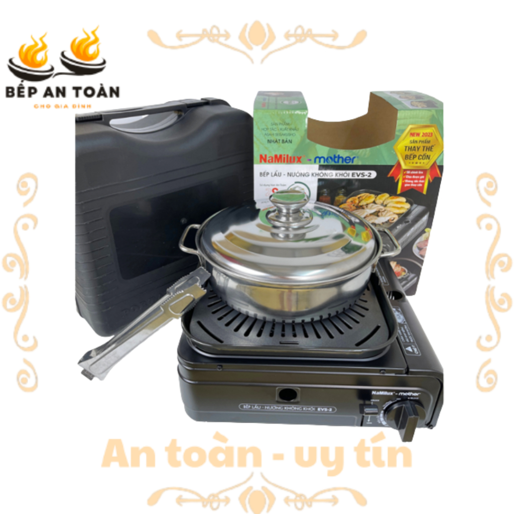 Bếp Nướng&Nấu Lẩu Namilux GS3323PF/Chống Gió Siêu Việt/Vỉ Chống Dính Teflon Whitford