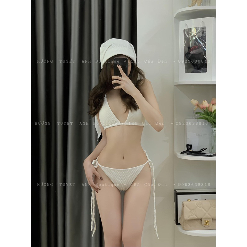Set Bikini 3 Món Cột Dây Kèm Khăn Tắm Thun Xốp Sexy - Thời Trang Nữ Giá Rẻ