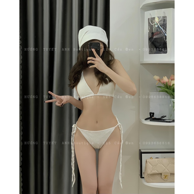 Set Bikini 3 Món Cột Dây Kèm Khăn Tắm Thun Xốp Sexy - Thời Trang Nữ Giá Rẻ