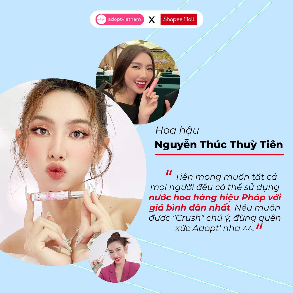 Nước hoa nữ Adopt Lovely Kiss tinh dầu thơm chính hãng Pháp nhẹ nhàng say đắm ngọt ngào lưu hương 12 tiếng
