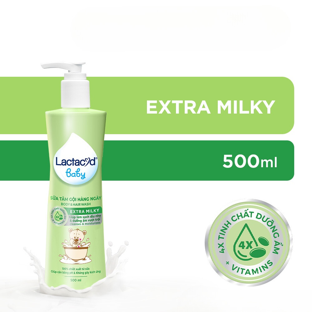 Sữa Tắm Gội Trẻ Em Lactacyd Milky Bảo Vệ, Nuôi Dưỡng Da và Tóc Bé Vượt Trội 500ml