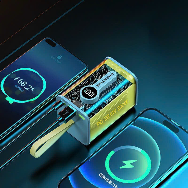 Pin Sạc Dự Phòng Trong Suốt PHANTOM 20.000MAH - P8 QC3.0 PD22.5W